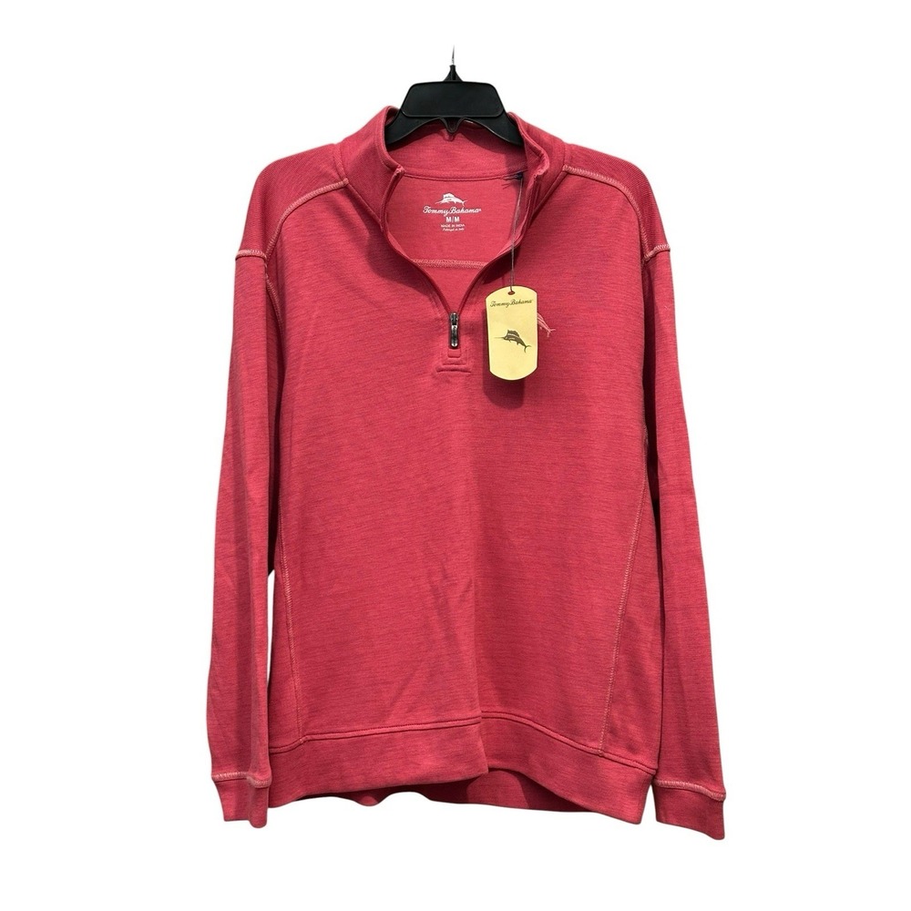 Tommy Bahama Sweater Men Medium Red Sail 1/4 Zip Long Sleeve Pullover NEW CD2-13